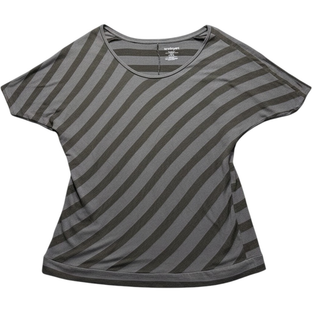 Lane Bryant Relaxed Fit Top Women 14/16W Black Striped Dolman Short Sleeve
